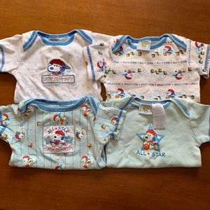 4 pc. Short Sleeve Infant Onesie Lot - Baby Snoopy